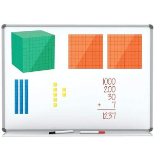 Hand2Mind Magnetic Demonstration Base Ten Blocks For 5-11, Base 10 Units, Rods, Flat And Cube, Learn Place Value, Number Concepts & Counting, Math Manipulatives For Elementary (Set Of 131)