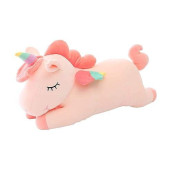Aixini Plush Unicorn Stuffed Animal Pillows Toy, 23.6 Inch Cute Soft Pink Unicorn Plushie With Rainbow Wings Gifts For Girls