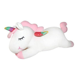 Aixini Plush Unicorn Stuffed Animal Pillows Toy, 23.6 Inch Cute Soft White Unicorn Plushie With Rainbow Wings Gifts For Girls