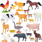 Bolzra Large Farm Animals Figures, Realistic Simulation Jumbo Plastic Farm Figurines Animal Toys Learning Educational Playset Party Favors Bath Toys Cupcake Toppers For Toddlers Kids