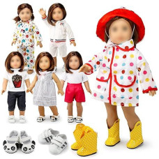 Oct17 Doll Clothes For American Girl 18� Inch Dolls Wardrobe Makeover Outift Dressy Raincoat Casual Dress Boots Bundle