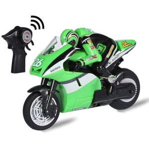 Top Race 4 Channel Rc Remote Control Motorcycle Goes On 2 Wheels With Built In Gyroscope, 1:20 Scale 