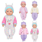 ebuddy Doll Clothes with Hat and Coat 3 Set Doll Outfits with One Coat for 16-17 Inch New Born Baby Dolls,15 inch Dolls(Total 7 Piece)