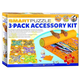 Eurographics Puzzle Accessory Combo Kit Includes Roll & Go Mat 6 Stackable Trays & A Bottle Of Glue (2000Piece) 6 Oz, Yellow