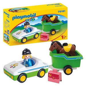 Playmobil 1.2.3 Car With Horse Trailer
