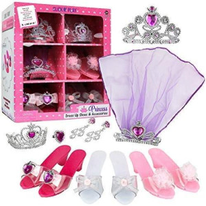 Click N' Play Princess Toys Fashion Dress Up Set - High Heels, Earrings, Ring, Princess Crown| Little Girls Jewelry Toy, Kid/Toddlers Princess Shoes, Dress Up & Pretend Play | Toddler Girl Toys, Gifts