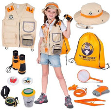 Kids Explorer Kit With Safari Vest & Hat For 3-7 Year Old Boys & Girls - Safari Costume Kids, Zoo Keeper, Paleontologist, Bug Kit & More - Explorer Kit For Kids Outside Toys Stem Gift + Bug Ebook