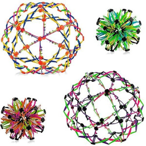4E'S Novelty Expandable Breathing Ball Sphere (4 Pack) Toy For Kids Stress Reliever Fidget Toys Colors May Vary For Yoga Anxiety Relaxation Expands From 5.6" To 12"