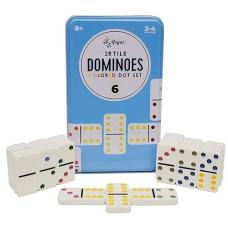 Regal Games Double 6 Dominoes Set For Adults & Kids - Classic Domino Game With 28 Tiles Colored Dots - 2 Or 4 Player Games & Ideal For Family Fun Game Night And Travel (Ages 8+)