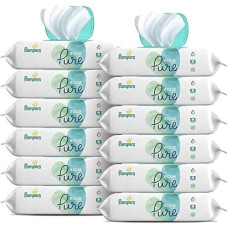 Baby Wipes, Pampers Aqua Pure Sensitive Water Baby Diaper Wipes, Hypoallergenic And Unscented, 56 Count (Pack Of 12)