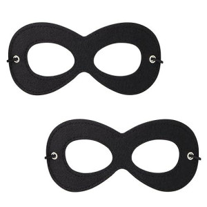 Aimike 2Pcs Superhero Masks, Black Felt Eye Masks, Halloween Dress Up Masks, Adjustable Half Masks With Elastic Rope - Great Party Cosplay Accessory