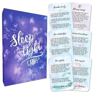 Sunny Present Sleep Tight Cards - 45 Meditation And Mindfulness Cards - Calm Down And Relax & Relief Stress And Anxiety - Self Care, Therapy & Counseling Tool