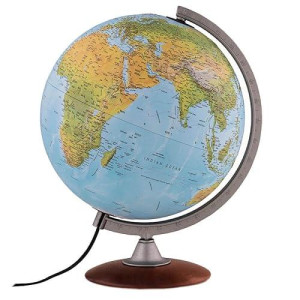 Waypoint Geographic Tactile Light Up Globe with Raised Relief - 12 Desk Decorative Illuminated with Blue Ocean, Up to Date World Globe (WP21106)