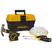 Stanley Jr. - Tool Box And 5 Pcs Set Of Tools, Tool Set Ages 5+ (Tbs001-05-Sy), Mixed