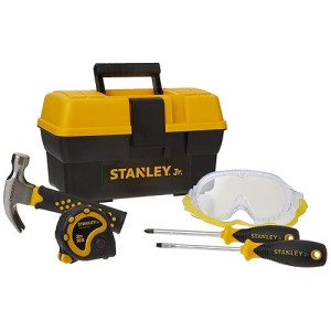 Stanley Jr. - Tool Box And 5 Pcs Set Of Tools, Tool Set Ages 5+ (Tbs001-05-Sy), Mixed