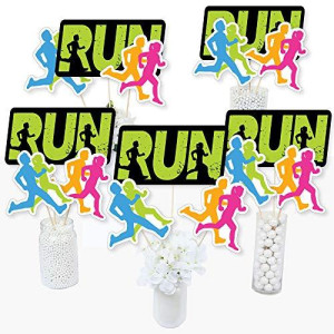 Big Dot Of Happiness Set The Pace - Running - Track, Cross Country Or Marathon Party Centerpiece Sticks - Table Toppers - Set Of 15