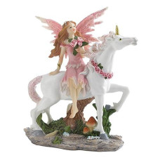 Dragon Crest Magical Pink Fairy With Unicorn Figurine 5X2.25X6.5