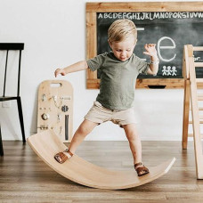 Funny Supply Wooden Balance Board Wobble Board Preschool Learning Kid Yoga Board Curvy Board Rocker Board Montessori Toy 35 Inch Kid Size Wooden Patten