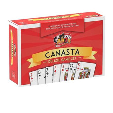 All7S Deluxe Canasta Cards Set With Point Values On Cards, Score Pads And Rotating Card Holder - Voted One Of The Best Board Games For 2 People