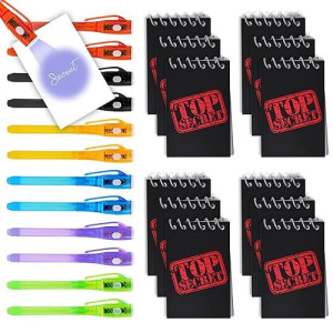 Herofiber 12 Invisible Ink Pen With Uv Light And 12 Top Secret Notebook Set. Party Favors For Kids 8-12, Escape Room Party Favors, Goodie Bag Stuffers For Kids 8-12, Spy Party Favors