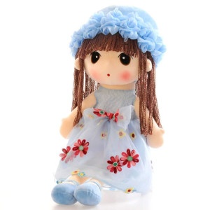 Tvoip Tulle Skirt Princess Plush Toy Phial Dolls Children Girls Doll Cute Little Girl Dolls 18 Inch (Blue)