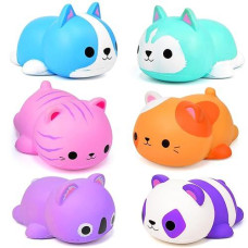 Cat Squishies Stress Balls For Adults Kids: 6Pcs Jumbo Animal Squishies Slow Rising Fidget Sensory Toys Classroom Prizes Party Favors Valentines Gifts Easter Goodie Bags Christmas Stocking Stuffers