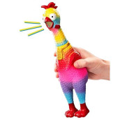 Animolds Tie-Dye Squeeze Me Rubber Chicken Toy | Screaming Rubber Chickens For Kids | Novelty Squeaky Toy Chicken (Single)
