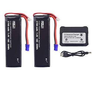 Sea Jump 2X7.4V 2700Mah 10C Lipo Battery Replacement With 2In1 Battery Charger For Hubsan X4 H501S H501C H501A H501M H501S W H501S Pro Fpv Quadcopter To Increase The Flight Time(40Mins)