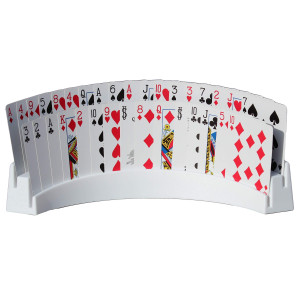 Twin Tier Premier Playing Card Holder (Set Of 2) - Holds Up To 32 Playing Cards Easily - 12 1/2" X 4 1/2" X 2 1/4" - Stack For Storage - Made In The Usa (White)