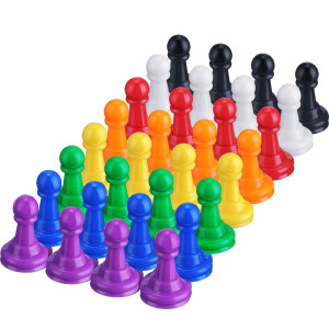 Shappy 32 Pieces Multicolor Plastic Pawn Chess Pieces For Board Games Pawns Tabletop Markers 1 Inch