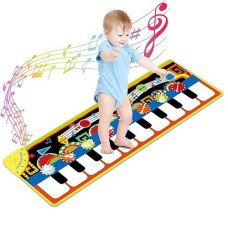 Cyiecw Piano Mat, Toddler Toys Musical Mat With 25 Music Sounds Floor Piano Keyboard Mat Carpet Touch Playmat Educational Toys Gifts For Baby Kids Boys Girls 1 2 3+ Year Old