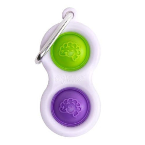 Fat Brain Toys Simpl Dimpl - Simple Dimple - Purple/Lime - Popping Fidget Keychain