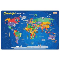 Zigyasaw World Map Puzzle Game - 54 Piece Floor Puzzles For Kids Ages 4-8+ - Educational Geography Game With Quiz Cards - Learning And Intellectual Development Jigsaw Puzzles