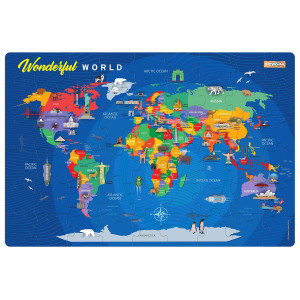 Zigyasaw World Map Puzzle Game - 54 Piece Floor Puzzles For Kids Ages 4-8+ - Educational Geography Game With Quiz Cards - Learning And Intellectual Development Jigsaw Puzzles