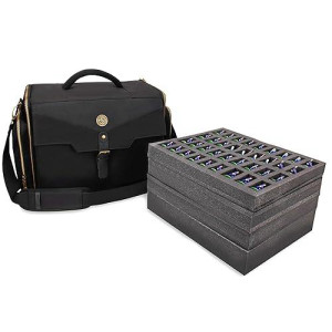 Enhance Carry Case For Mini Figures, Storage For 108 Large Figures On 4 Levels Foam Travel Bag With Book Compartment And 2 Pockets For Dice And Tokens