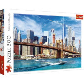 Trefl View Of New York 500 Piece Jigsaw Puzzle Red 19"X13" Print, Diy Puzzle, Creative Fun, Classic Puzzle For Adults And Children From 10 Years Old
