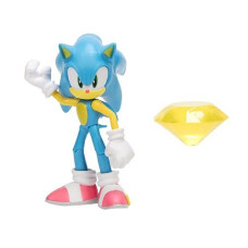 Sonic The Hedgehog 4-Inch Action Figure Modern Sonic With Yellow Chaos Emerald Collectible Toy
