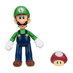 Super Mario 4-Inch Acation Figures Luigi With Red Mushroom