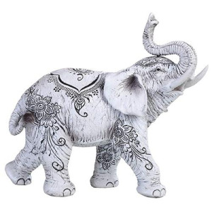 George S. Chen Imports Thai Collectible Statue Figurine Decoration (Trunk Up-Thai Elephant, 88246White)