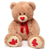 MorisMos Giant Teddy Bear Stuffed Animals Plush Toy for Girlfriend Kids Christmas Valentine's Day Birthday(Red and Brown, 39 inches)