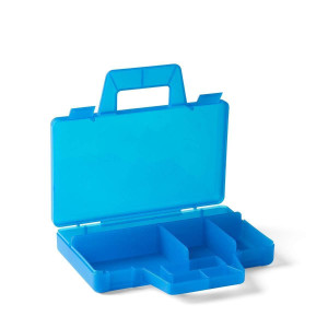 Room Copenhagen, Lego Sorting Box To-Go - Travel Case With Organizing Dividers - Blue