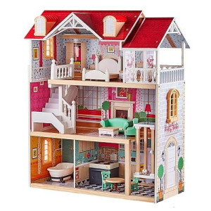 Top Bright Wooden Dollhouse For Toddlers Dream Doll House For 3+ Year Old