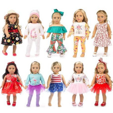 Zqdoll 19 Pcs Girl Doll Clothes Gift For 18 Inch Doll Clothes And Accessories, Including 10 Complete Sets Of Clothing (Azw25)