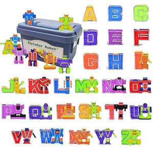 26 Pieces Alphabet Robot Transforming Action Figure Alphabots Toys For Kids Abc Learning, Birthday Party, School Classroom Rewards, Carnival Prizes, Pre-School Education Toy, Montessori Teaching Toy