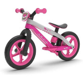 Chillafish Bmxie Lightweight Balance Bike With Integrated Footrest And Footbrake For Kids Ages 2 To 5 Years, 12-Inch Airless Rubberskin Tires, Adjustable Seat Without Tools, Pink