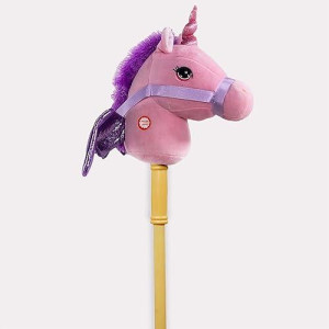 Ponyland Pink Unicorn Stick Horse With Sound Toy 28 Inch