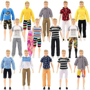 Sotogo 27 Pieces Kens Clothes And Accessories For 12 Inch Boy Doll Include 12 Sets Doll Clothes/Casual Clothes/Career Wear Clothes/Jacket Pants Outfits, 4 Pairs Shoes And Surfboard
