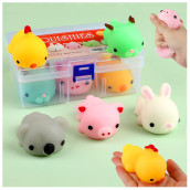 Squishies Squishy Toy 5Pcs Medium Size 3Inch Party Favors For Kids Kawaii Squishies Mochi Animals Stress Reliever Anxiety Xmas Gifts Rabbit Toy Storage Box