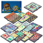 Srenta 5� Mini Magnetic Board Games, Compact Travel Design Set, Includes 12 Different Retro Board Games, Best Gift Idea For Kids,