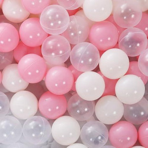 Playmaty 100 Pieces Colorful Pit Balls Phthalate Free Bpa Free Plastic Ocean Balls Crush Proof Stress Balls For Kids Playhouse Ball Pit Pool Accessories 2.1 Inches (100 Balls-Pink)